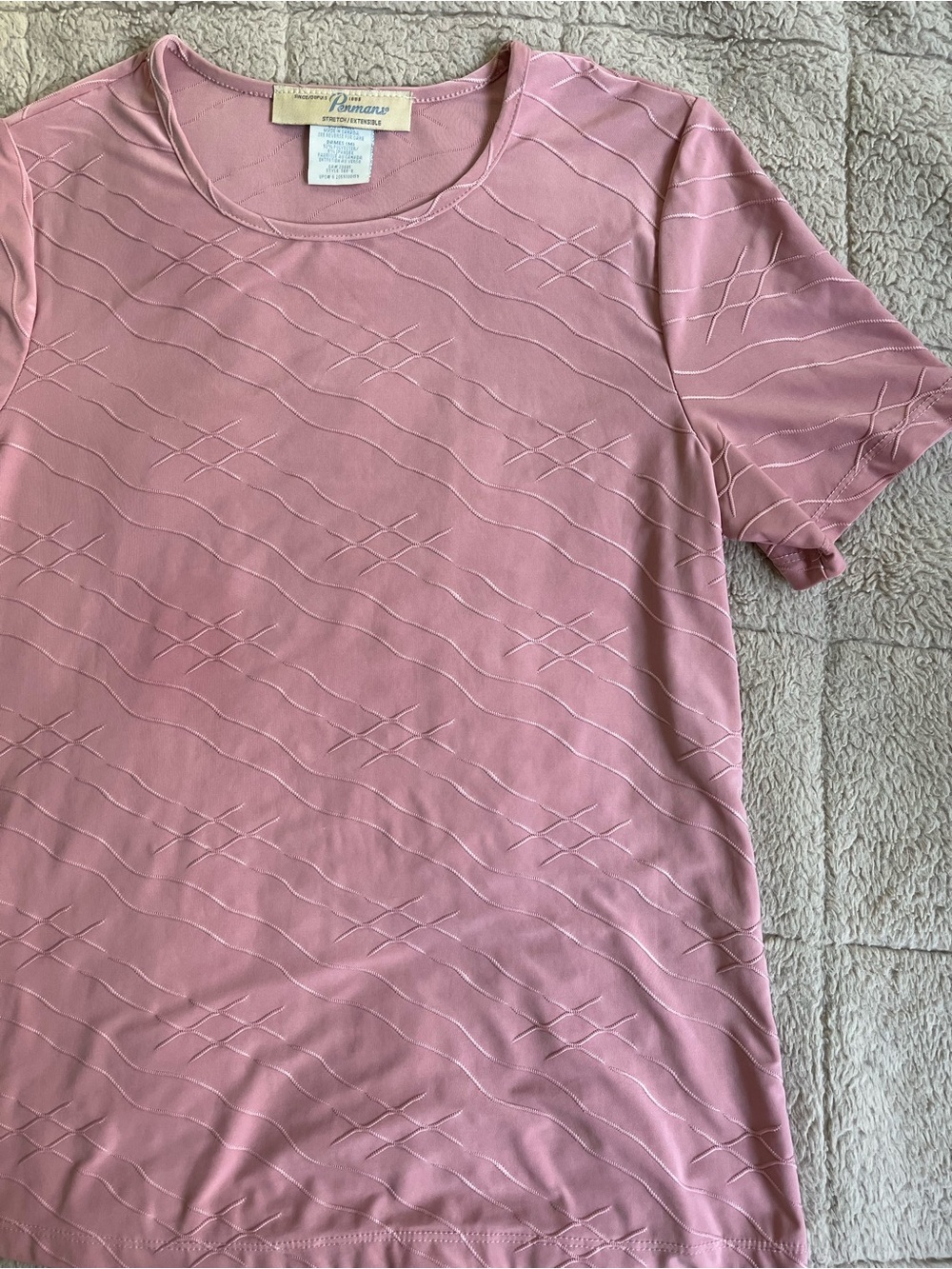 VTG Penmans Petites Pink Stretch Wave Textured Tee Short-Sleeve Top T-Shirt